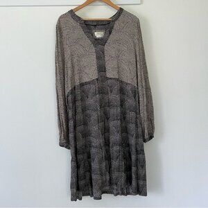 Anthropologie by Maeve Amber Midi Tiered Tunic Dress Tan Black Size 2X